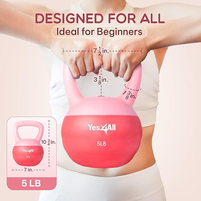 Yes4All Soft Kettlebell, PVC Kettlebells Exercise Weights & Color-Coded Strength Training