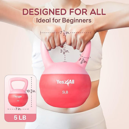 Yes4All Soft Kettlebell, PVC Kettlebells Exercise Weights & Color-Coded Strength Training