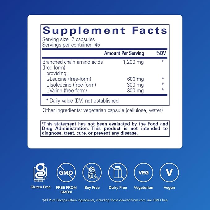 Pure Encapsulations BCAA Capsules | Hypoallergenic Supplement to Support Muscle Function During