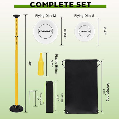 Flying Disc Game Set, Disc Toss Outdoor Games Height Adjustable Bottle Drop Set, Score Tracker