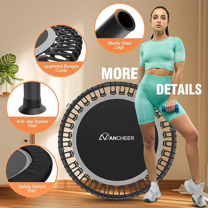 ANCHEER 40" Foldable Mini Trampoline,Max Load 450lbs/550lbs Indoor Trampoline,with 4 Level