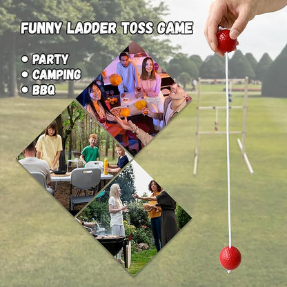 Ladder Ball Set with 2 Ladders 6 Bolas and Scoreboard Lawn Game Ladder Toss Outdoor Ladder Toss