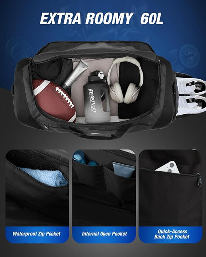 Gonex Gym Duffel Bag with Shoe Compartment Wet Pocket, Large Capacity Sports Duffle Bag for Men