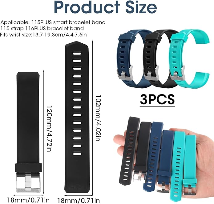 Watch Bands Replacement for ID115plus HR, Very Fit Pro Activity Fitness Tracker Wrist Bands Set