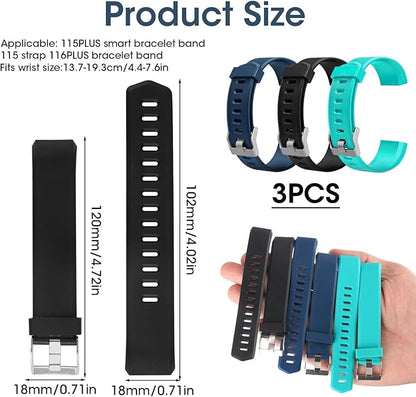 Watch Bands Replacement for ID115plus HR, Very Fit Pro Activity Fitness Tracker Wrist Bands Set