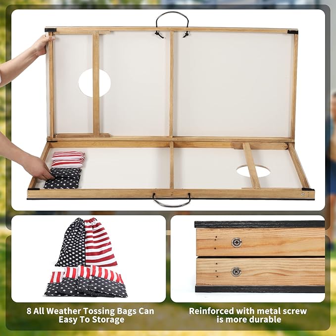 Cornhole Set, Corn Holes Outdoor Game, Regulation Cornhole Boards, Portable Cornhole Set, Classic