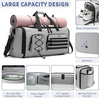 Bosstin Gym Bag for Men & Women,45L Travel Duffle Sports Duffel Bag Gym Weekender Overnight