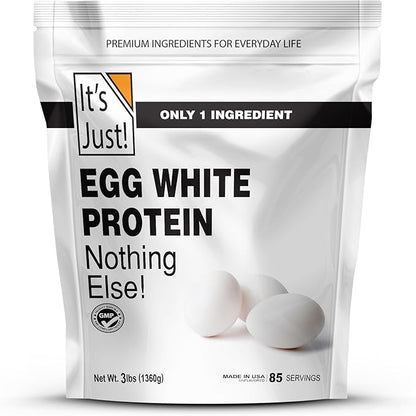 It's Just! - Egg White Protein Powder, Made in USA, Dried Egg Whites (Unflavored, 3lb)