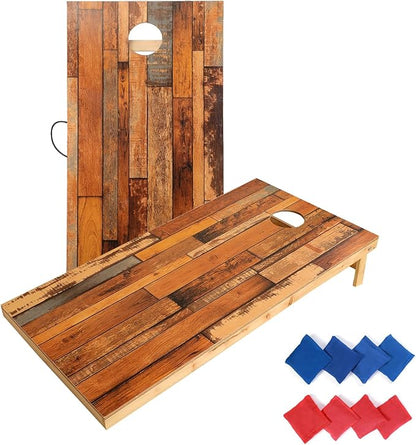 Solid Wood Premium Corn Hole Outdoor Game Set, 2 Regulation and Waterproof Cornhole Game Boards