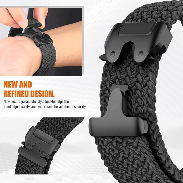 Braided Stretchy Band for Fitbit Versa 4/Versa 3/Sense 2/Sense Watch Band Women Men,Parachute-style