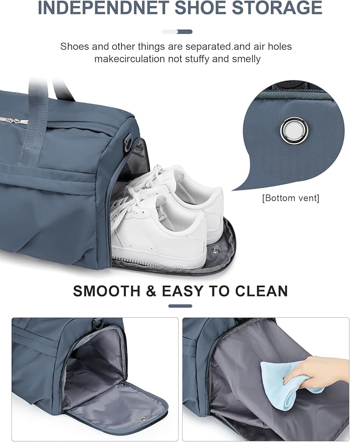 Gym Bag for Women Men with Shoe Compartment, Sport Duffel Bag, Waterproof Travel Weekender