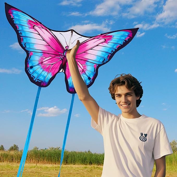 Butterfly Kites for Kids & Adults, Easy to Fly Design with Long Tail for Stability, for Kids Ages