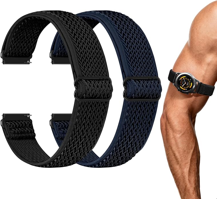 2 Pack Elastic Ankle/Arm Watch Bands Compatible with Garmin Venu 3/Venu 2/Vivoactive 4, Garmin