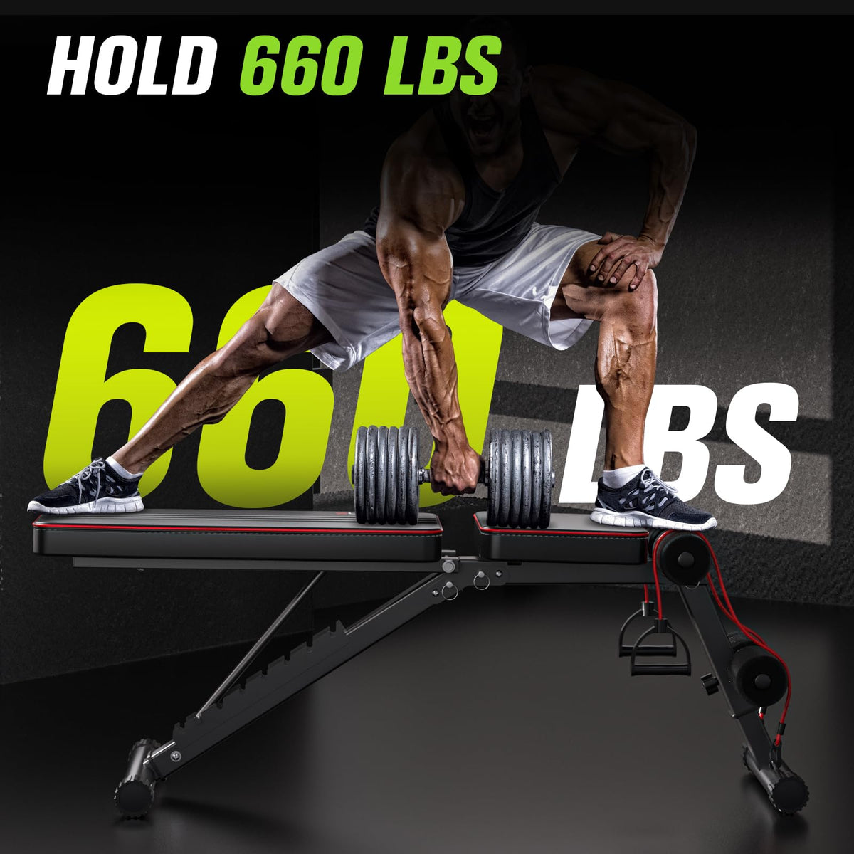 FitinOne Adjustableb Weight Bench for Home Gym, Foldable Bench Press for Full Body Workout, 660 lbs