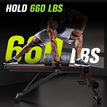 FitinOne Adjustableb Weight Bench for Home Gym, Foldable Bench Press for Full Body Workout, 660 lbs