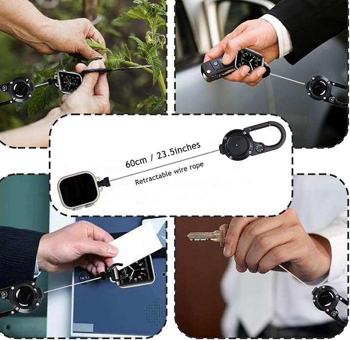 Badge Holder Retractable Clip Compatible with Apple Watch Band Series 10, Ultra 2, SE, 8 7 6 5 4 3