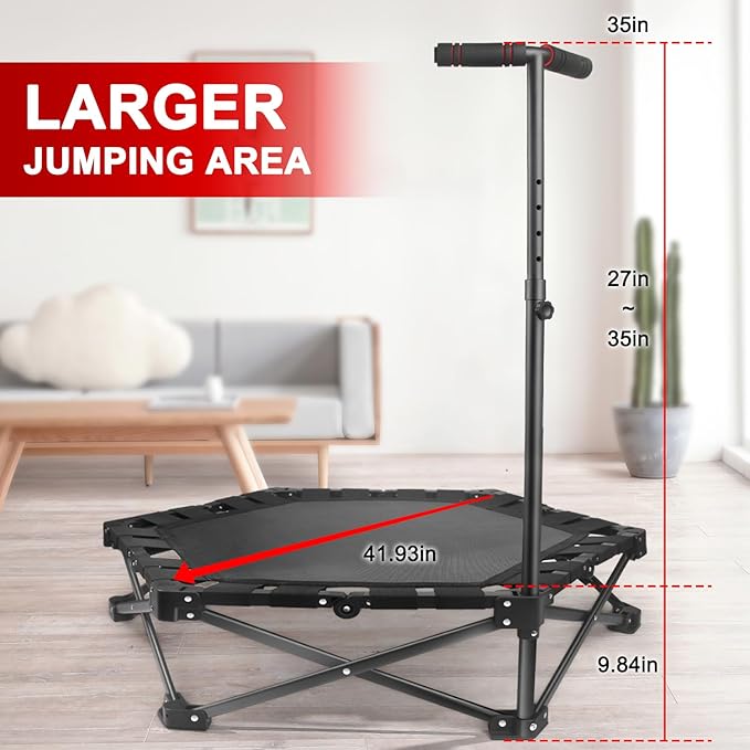 Foldable Mini Trampoline — One-Step Fold & Open, 42" Rebounder Trampoline for Adults & Kids, 450lbs