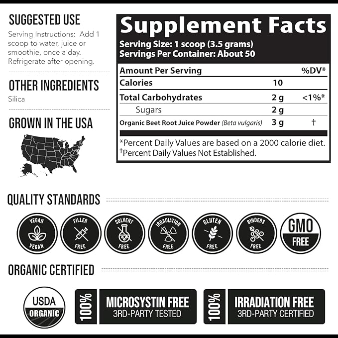 BioBeet® Max Strength Beet Root Juice Powder ??20:1 Concentrate, Each Serving Derived from 60,000