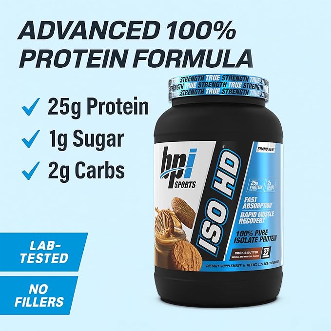 BPI Sports ISO HD Isolate Protein Powder ??100% Whey Isolate, Protein Powder for Muscle Gain
