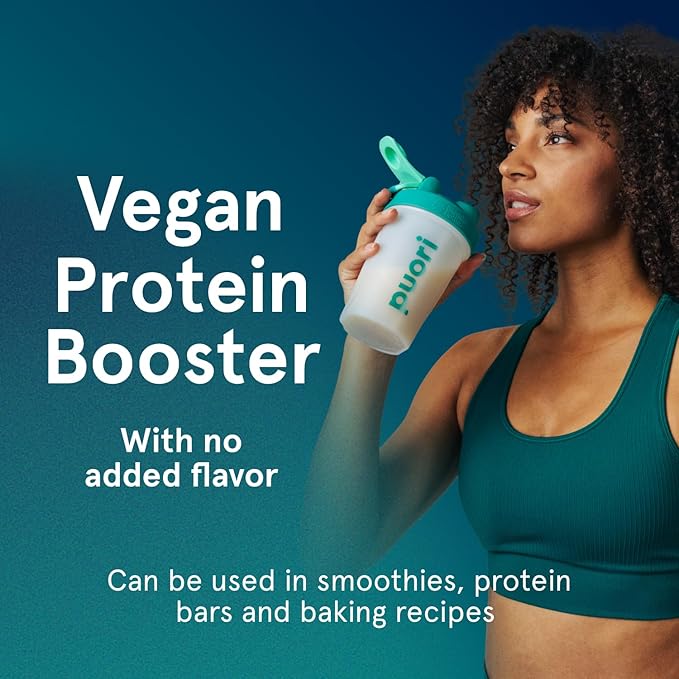 Puori Vegan Plant Protein Enhancer Powder - 25 Servings - Neutral Flavor Pea Protein with Algae