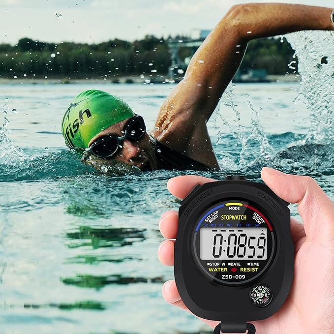 Multi-Function Electronic Digital Sport Stopwatch Timer, Large Display with Date Time and Alarm