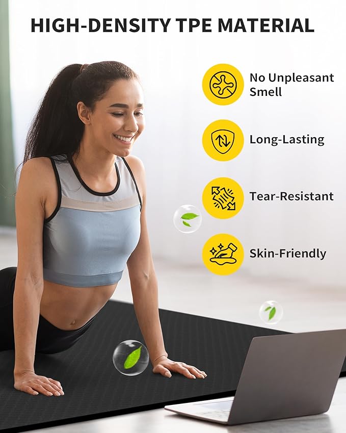 CAMBIVO Large Yoga Mat (6'x 4'), Extra Wide Workout Mat for Men and Women, Yoga Mat Thick 1/3 &1/4