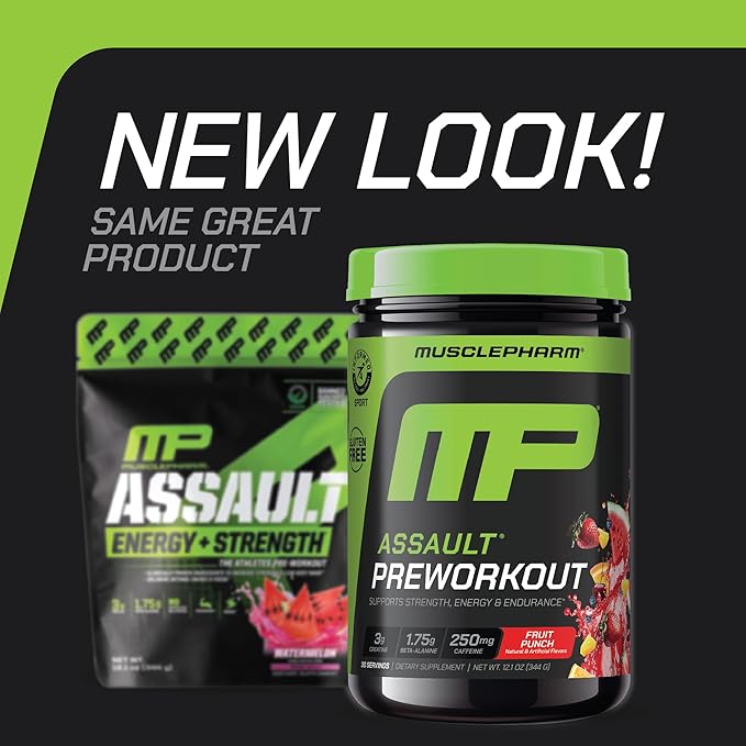 Muscle Pharm Assault Energy & Strength Pre Workout Powder for Men & Women with Beta Alanine
