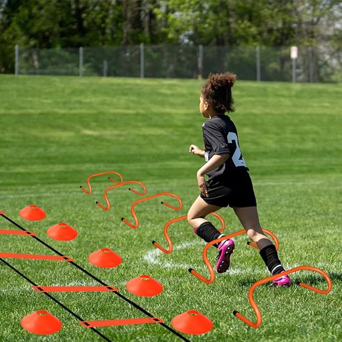 TNZMART Agility Ladder and Disc Cones Training Set Adjustable Rungs Training Ladder with 10 Plastic
