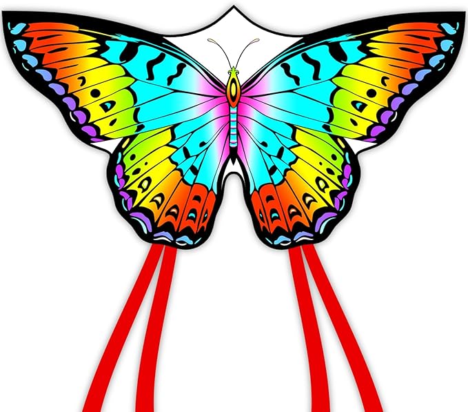 Butterfly Kites for Kids & Adults, Easy to Fly Design with Long Tail for Stability, for Kids Ages