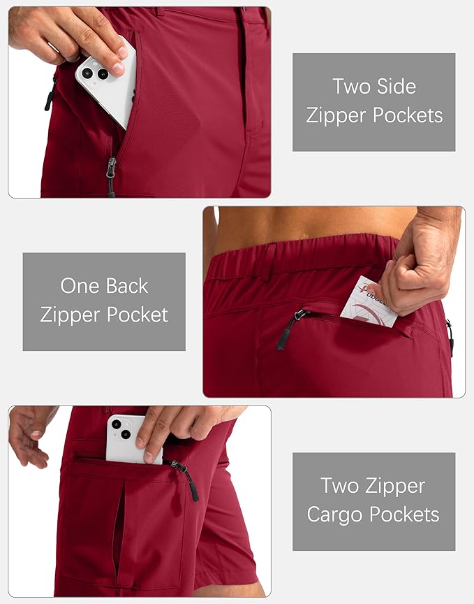 Pudolla Men's Hiking Cargo Shorts 9" Lightweight Outdoor Work Shorts for Men Travel Golf Camping