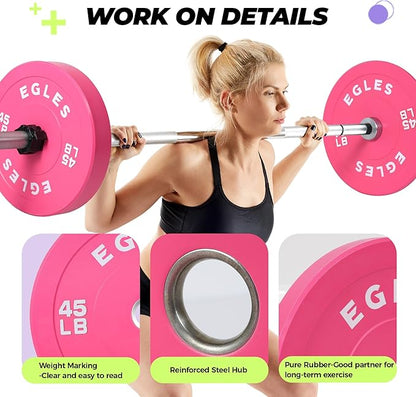 EGLES Vibrant Colorful Olympic Weight Plates, Rubber Barbell Plates, 2-inch Standard Virgin Rubber
