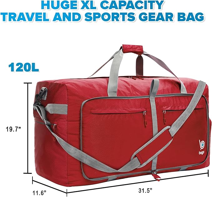 Bago Large Foldable Duffel Bags for Traveling Women & Men - 120L Packable Duffle Bag for Travel