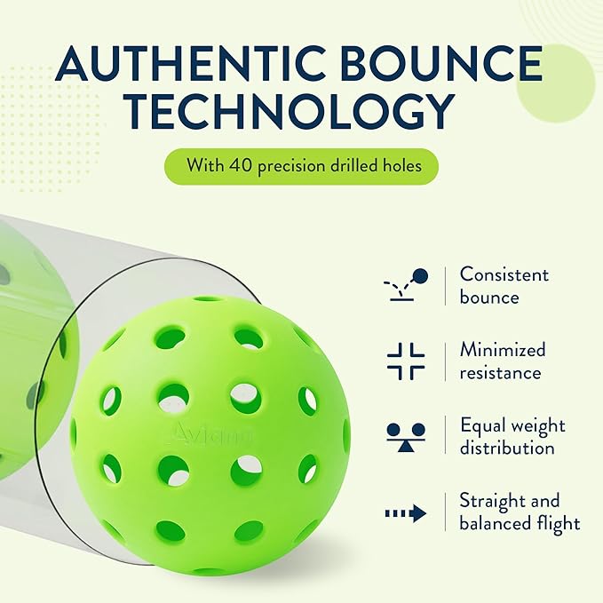 Aviana Outdoor Pickleball Balls - USAPA Approved for Tournament Play | Durable 40-Hole Design |