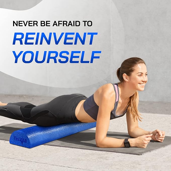 Yes4All Medium Firm Half Foam Rollers for Post-Workout Relaxation, 12/18/24/36 inch PE Foam Roll