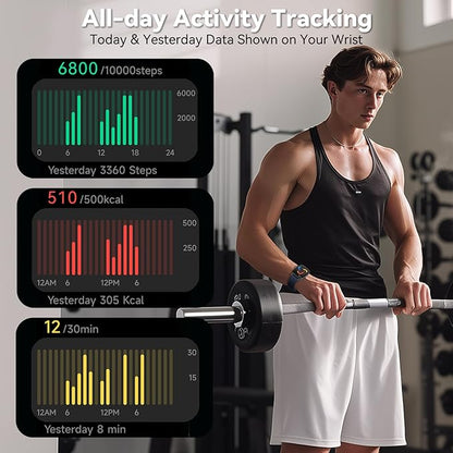 EURANS Smart Watch No App/Phone Required, 1.85" Ultra HD Display | Waterproof Fitness Tracker |