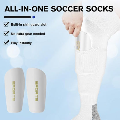 Youth Soccer Shin Guard Socks, Built-in Protective Pads, Kids Knee High Football Athletic Team