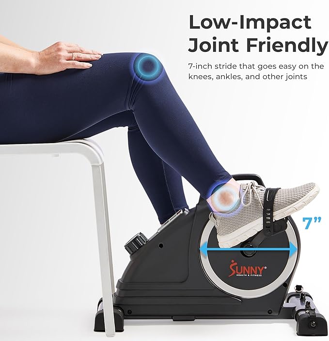 Sunny Health & Fitness Dual Function Under-Desk Bike Trainer, Mini Exercise Machine for Senior