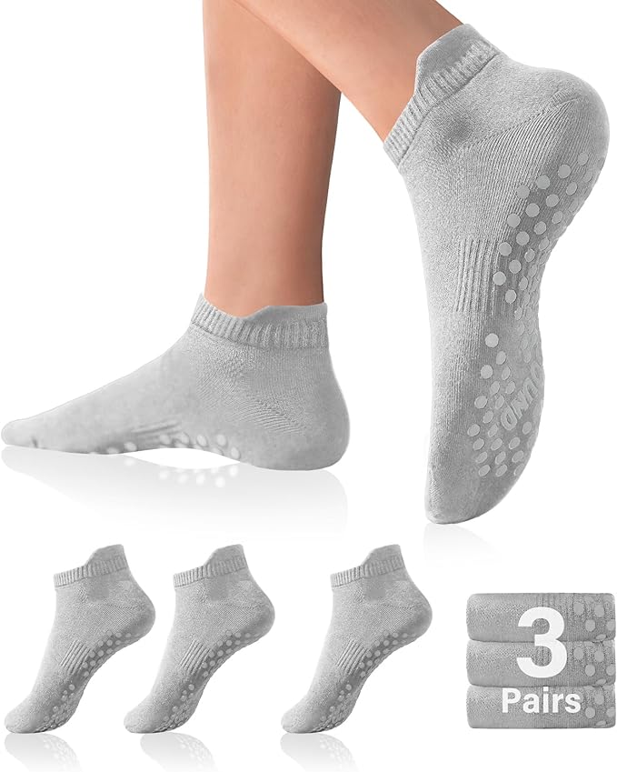 DIBAOLONG Pilates Socks with Grips for Women Yoga Socks Non Slip Barre Hospital Socks 6-Pairs