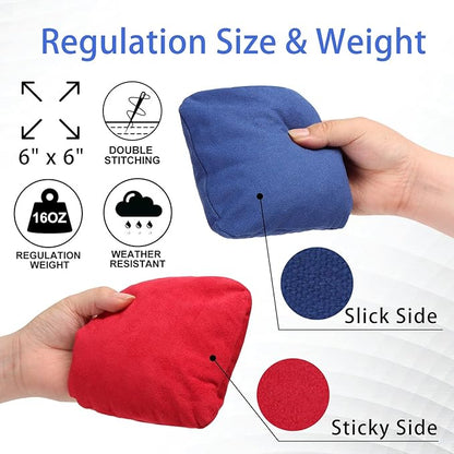 EunHo Dual Sided Cornhole Bags Regulation Set of 8 Professional Cornhole Bean Bags Slick and Stick