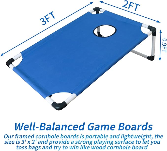 Portable PVC Framed Cornhole Game Set with 2 Collapsible Cornhole Boards, 8 Bean Bags and Carrying