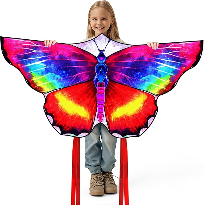 Large Butterfly Kite for Kids & Adults, 55" x 28" Easy to Fly Single Line Kite for Kids Ages 4-8