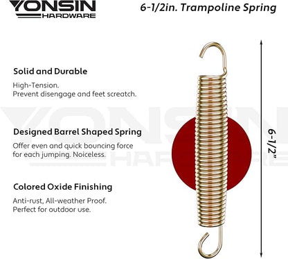 Trampoline Springs Heavy Duty with Swivel & Straight Hooks, Stainless Steel Trampoline Accessories