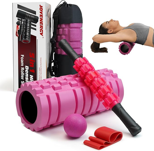 5 in 1 Foam Roller Set, Trigger Point Foam Roller Patented, Massage Stick, Massage Ball, Resistance