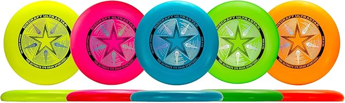 Discraft Ultrastar Neon 5-Pack | Premium Ultimate Discs - Neon Pink, Yellow, Cobalt Blue, Green