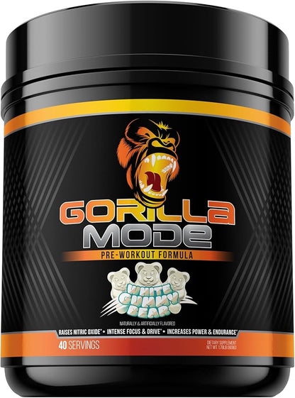 Gorilla Mind Pre Workout - Massive Pumps Laser Focus Energy Power - L-Citrulline, Creatine