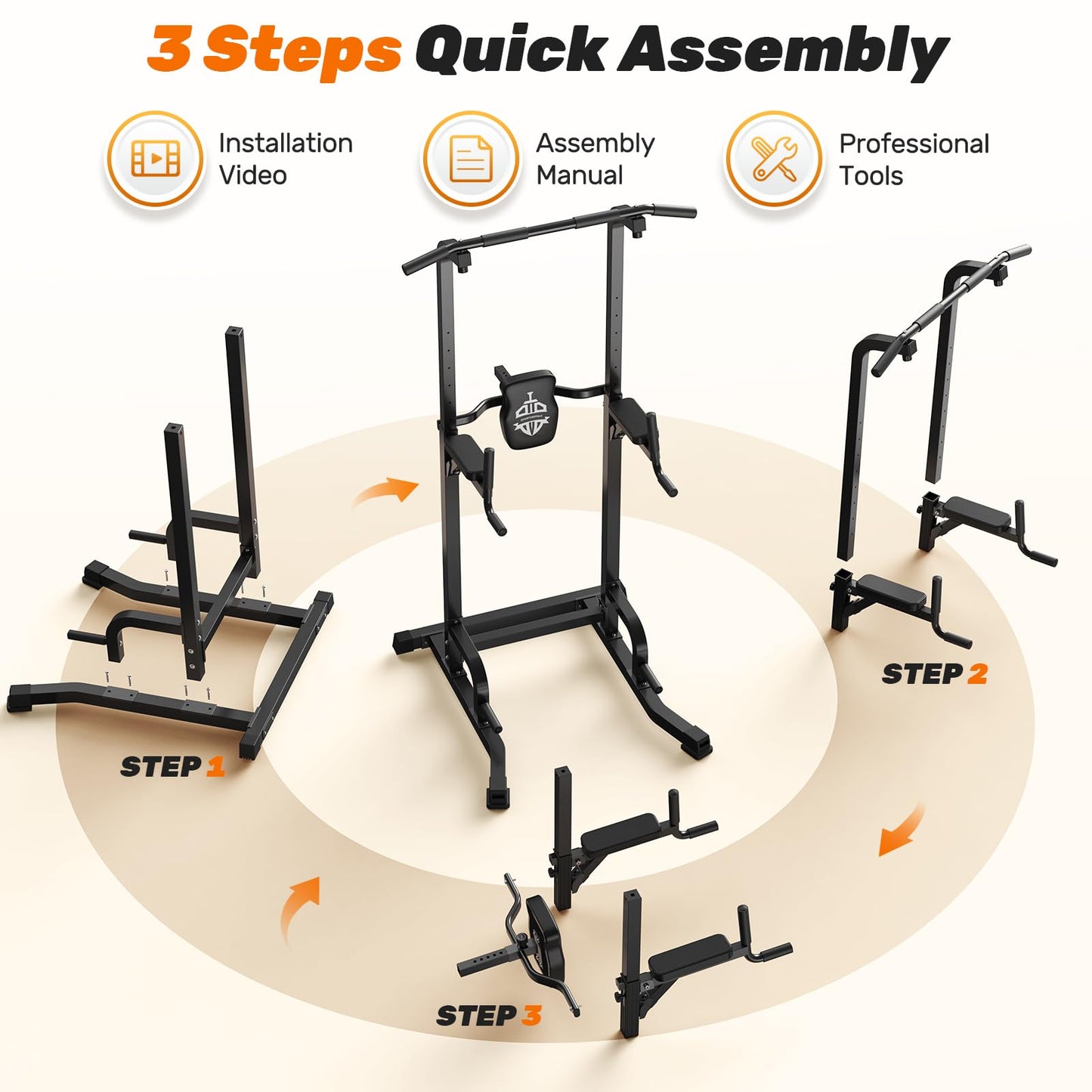 SPORTSROYALS Power Tower, Multi-Function Pull up Bar Dip Station with Upgraded Adjustable Foot