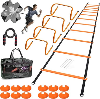 Agility Ladder Speed Agility Training Equipment,1 Agility Ladder 20ft,4 Hurdles,Training Soccer