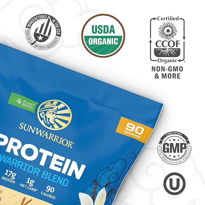 Organic Plant Based Protein Powder | Vegan Organic Protein Powder Vanilla Flavored with BCAA Amino