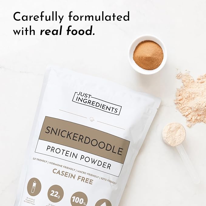 JUST INGREDIENTS Snickerdoodle Protein Powder ??30-Serving Blend with 100% Grass-Fed Whey & Organic