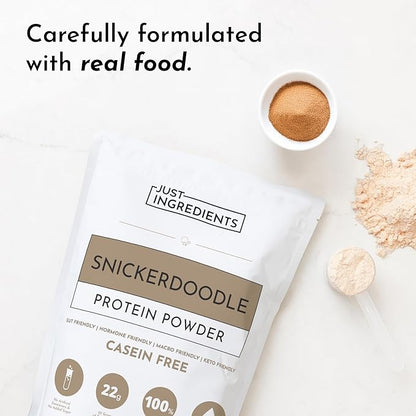 JUST INGREDIENTS Snickerdoodle Protein Powder ??30-Serving Blend with 100% Grass-Fed Whey & Organic